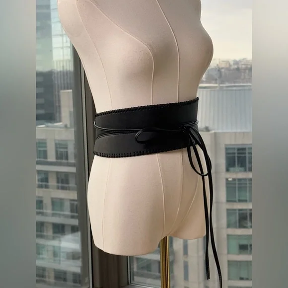 🆕 BRONX & BANCO 🧿 NWOT Briana Faux Leather Tie-Around Belt, Black - Picture 6 of 16